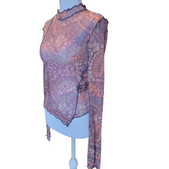 Urban Outfitters Cairo Mesh Mock Neck Long Sleeve Top - Picture 3 of 9